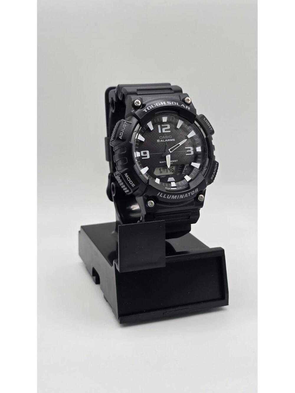 Casio Men's Sport Watch with Black Dial - AQS810W-1AV Tough Solar 5 Alarms 48mm